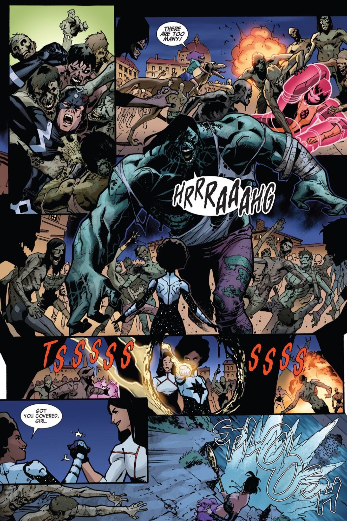 A-Force vs a horde of Marvel Zombies.