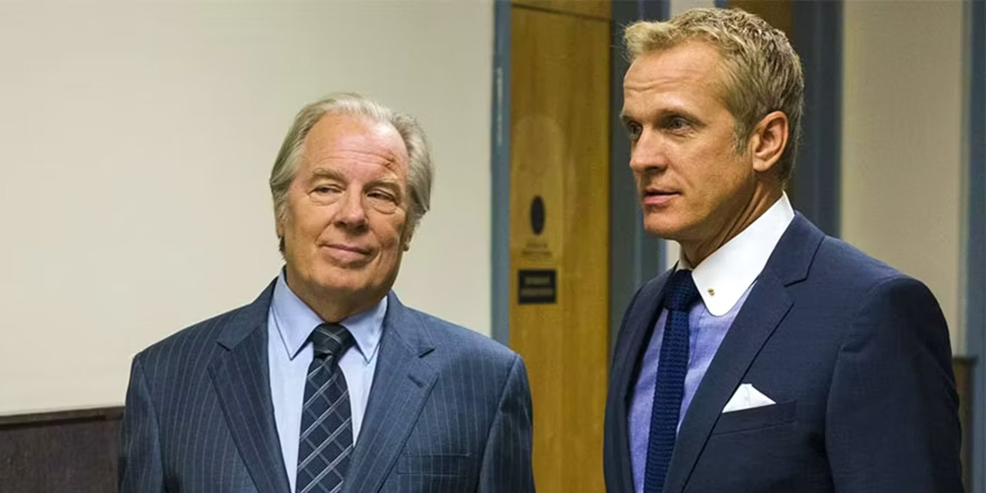 Michael McKean as Chuck McGill and Patrick Fabian as Howard Hamlin in a scene from Better Call Saul.