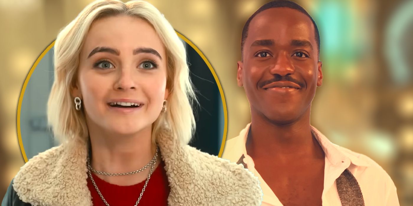 Doctor Who stars Ncuti Gatwa as the Fifteenth Doctor, inset Millie Gibson as Ruby, both are smiling