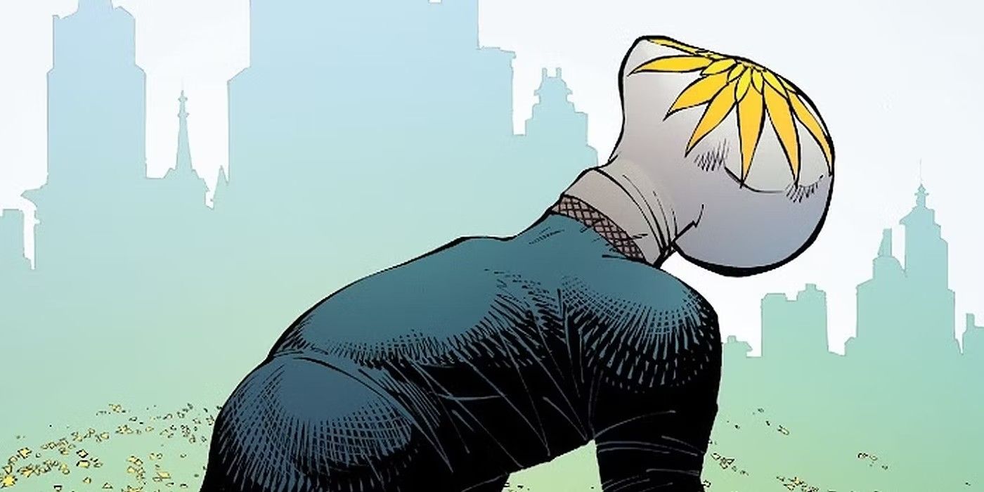 Mister Bloom reels back and looks at the sky in a DC Comic