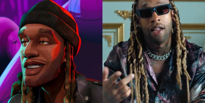 Split image of Ky in Entergalactic and Ty Dolla Sign rapping 