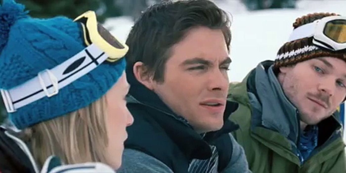 Dan (Kevin Zeger), Joe (Shawn Ashmore), and Parker (Emma Bell) stalking on the ski lift in Frozen