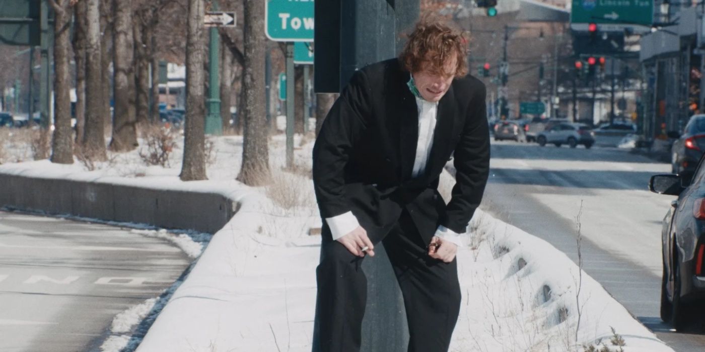 Conner O’Malley having a panic attack outside in Endorphin Port