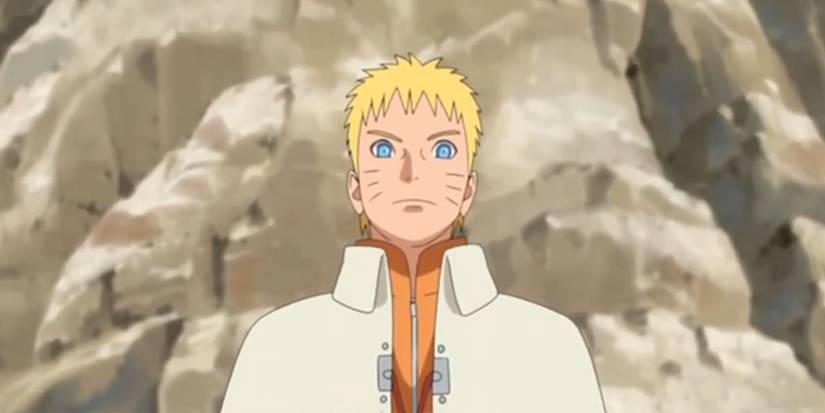 Naruto overlooking Konoha village as the Hokage