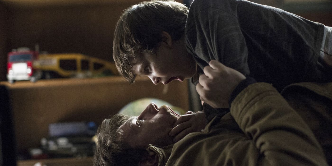 Patrick Fugit and a possessed in Outcast