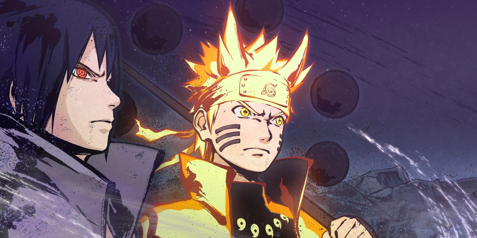 Artwork from Naruto Ninja Storm 4 game shows Naruto in his Sage of Six paths mode standing next to Sasuke as they look ahead to their next battle to save the world.