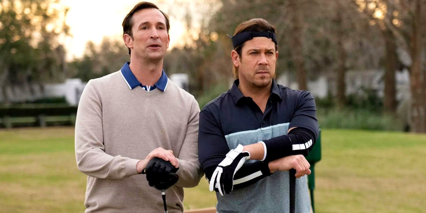 Noah Wyle and Christian Kane on a golf course in Leverage Redemption