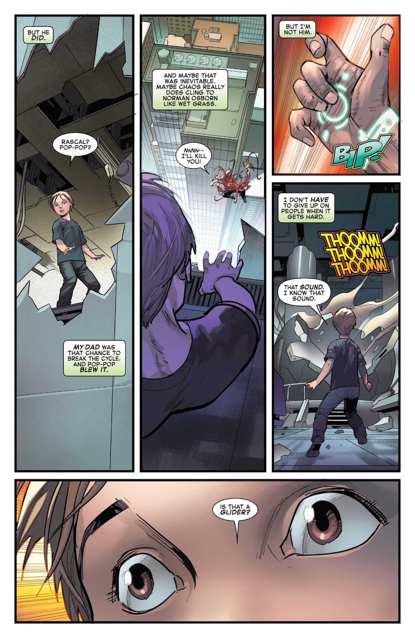 Red Goblin #4, Norman Osborn uses a Spider-Man inspired hand gesture to call his