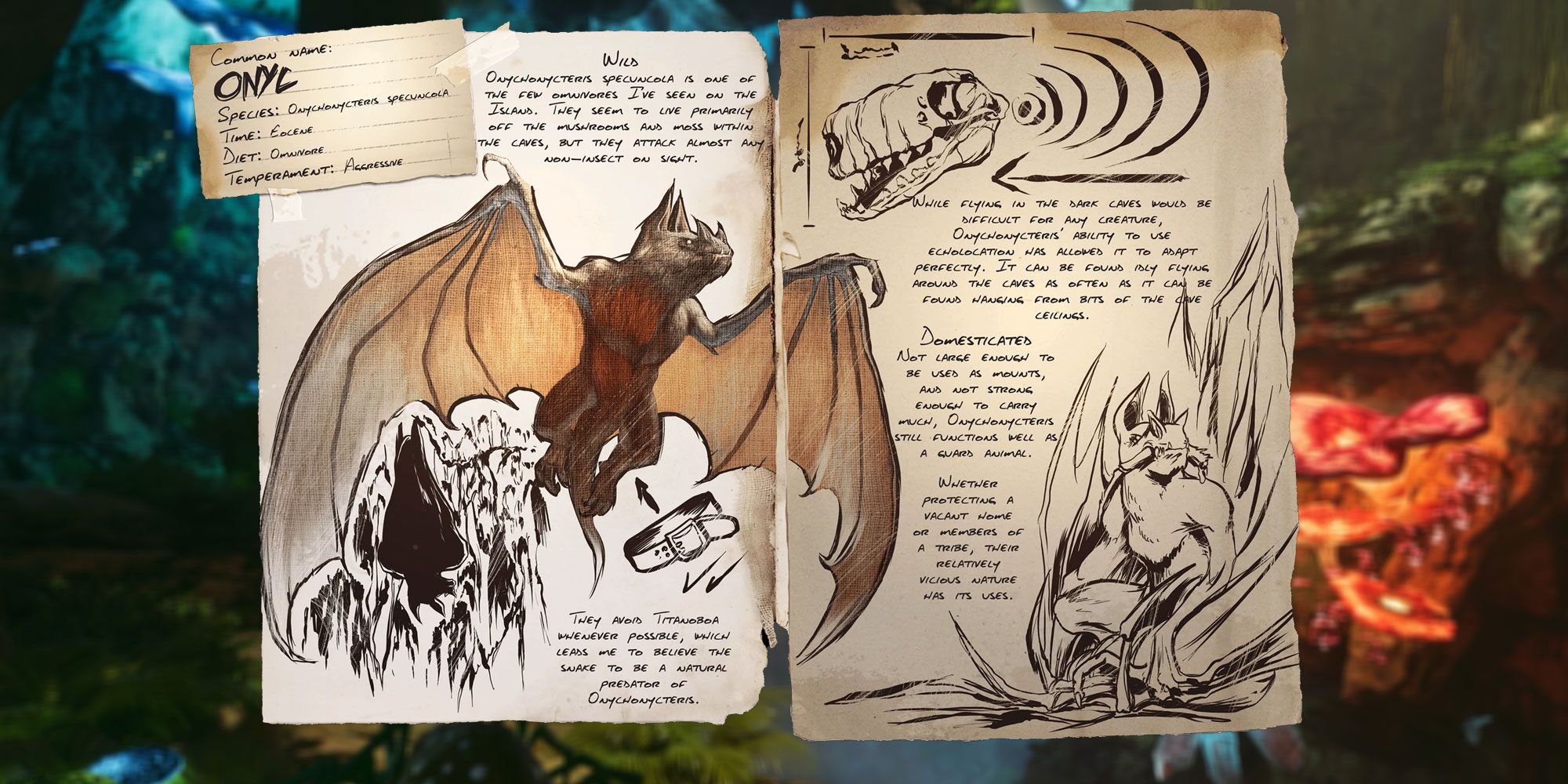 Onyc encyclopedia entry detailing the giant bat. 