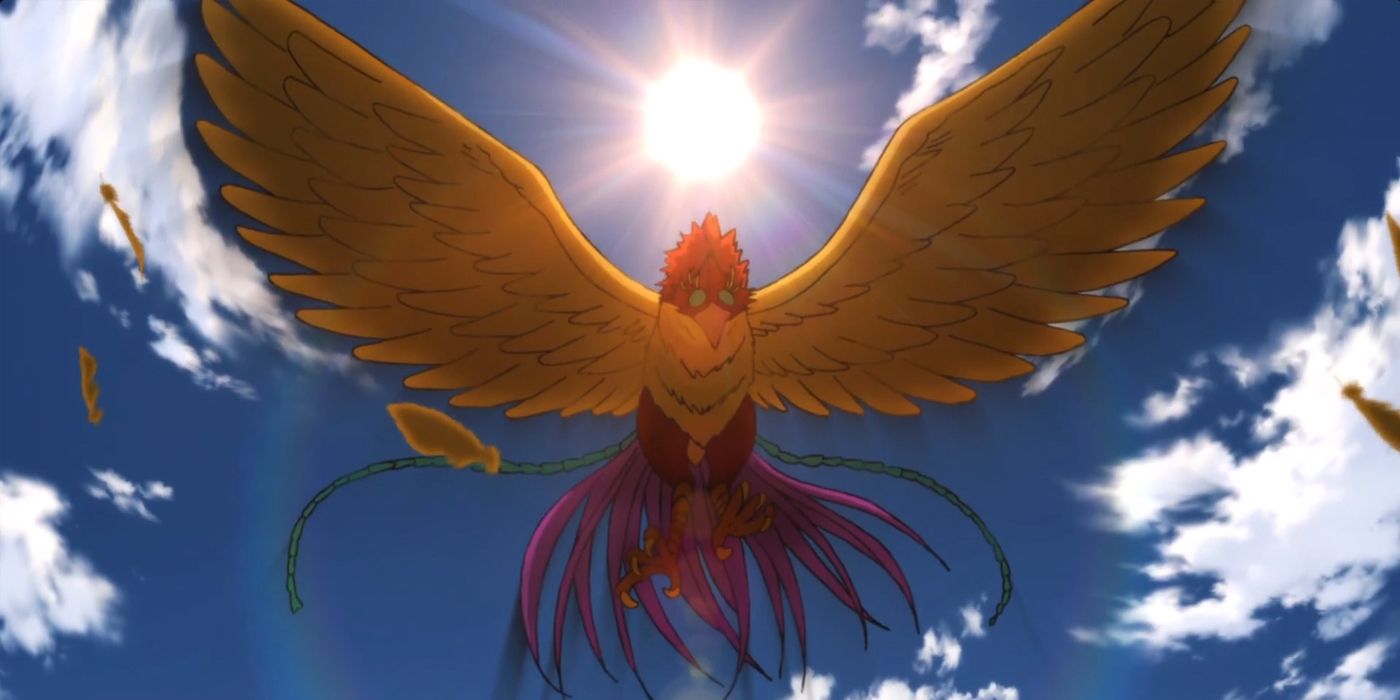 One-Punch Man: Phoenix Man arrives with the sun glaring behind him.