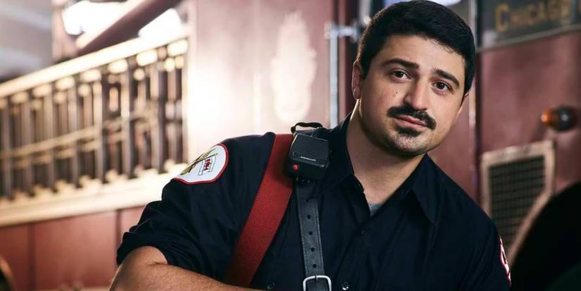 Otis by the truck in Chicago Fire