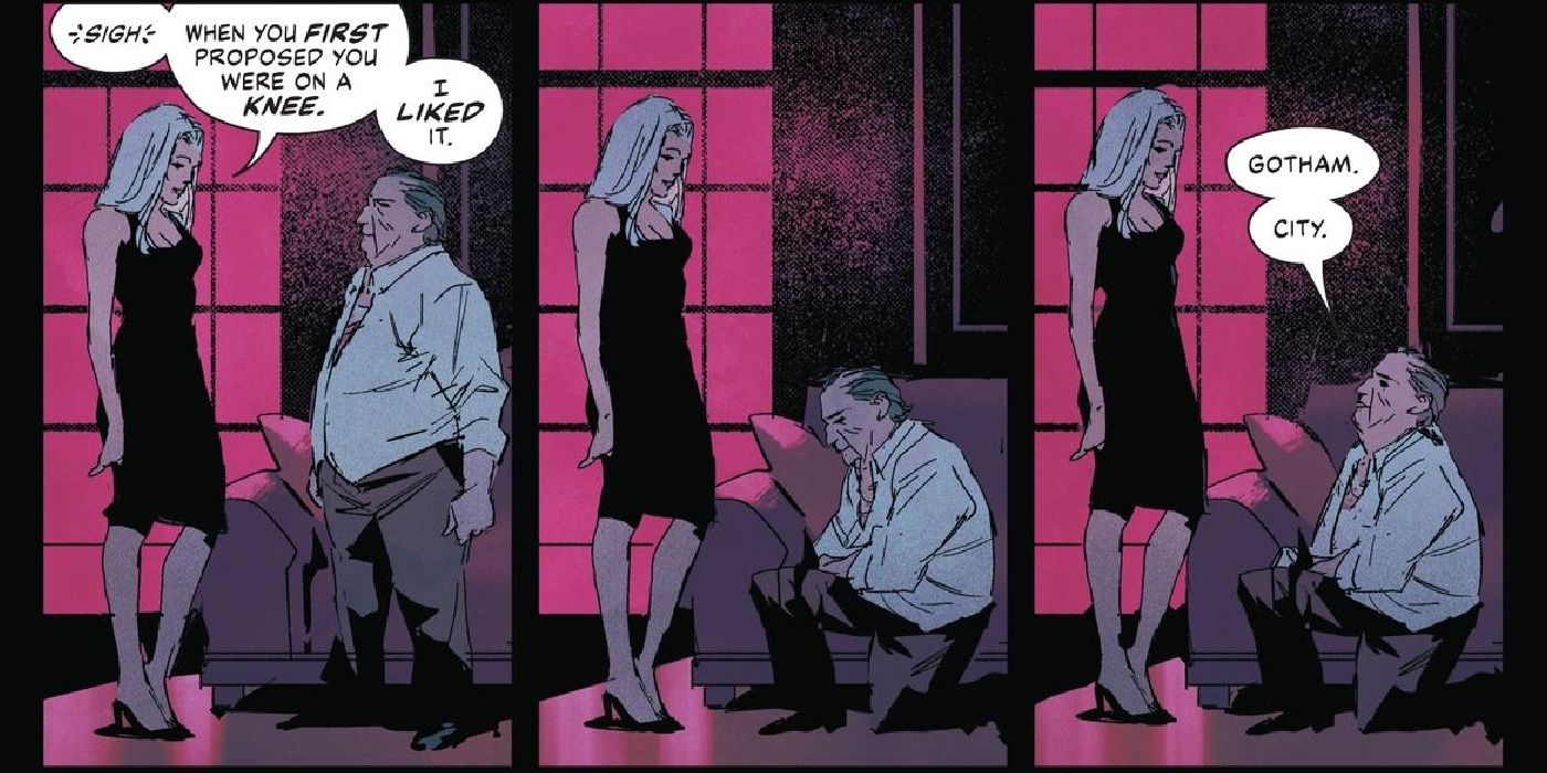 Penguin on one knee proposing to conquer Gotham