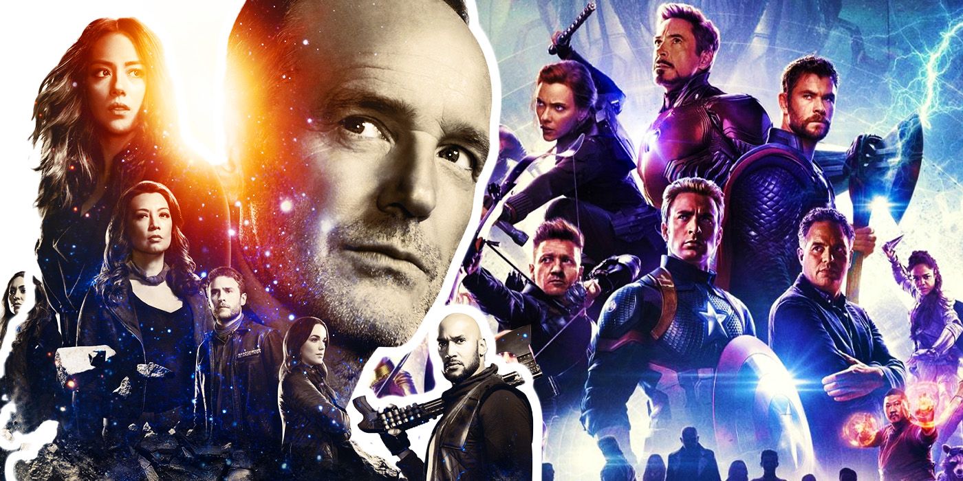 Phil Coulson and his team in Agents of SHIELD with the Avengers in Endgame promo image