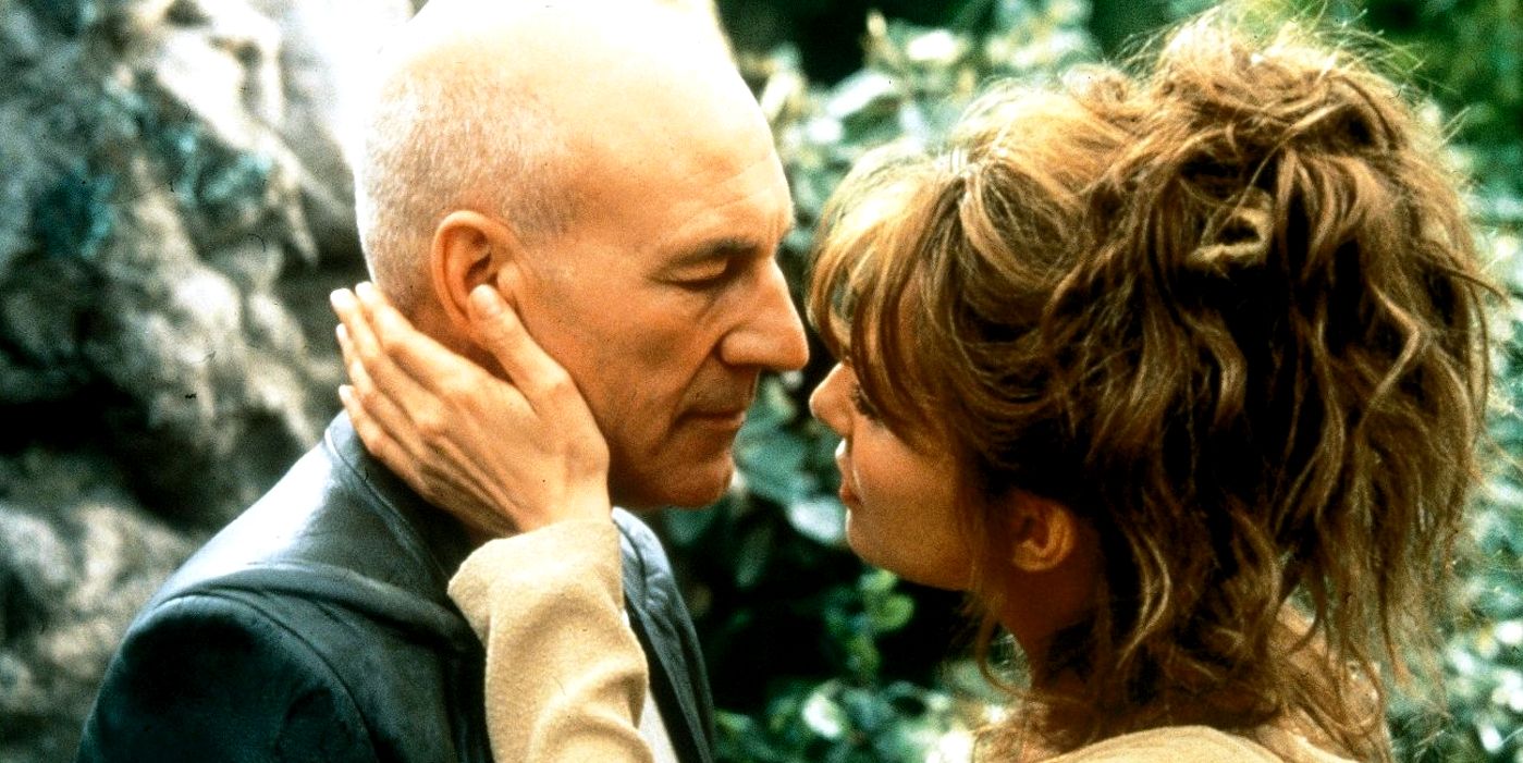 Patrick Stewart as Captain Jean-Luc Picard and Donna Murphy as Anij in Star Trek: Insurrection