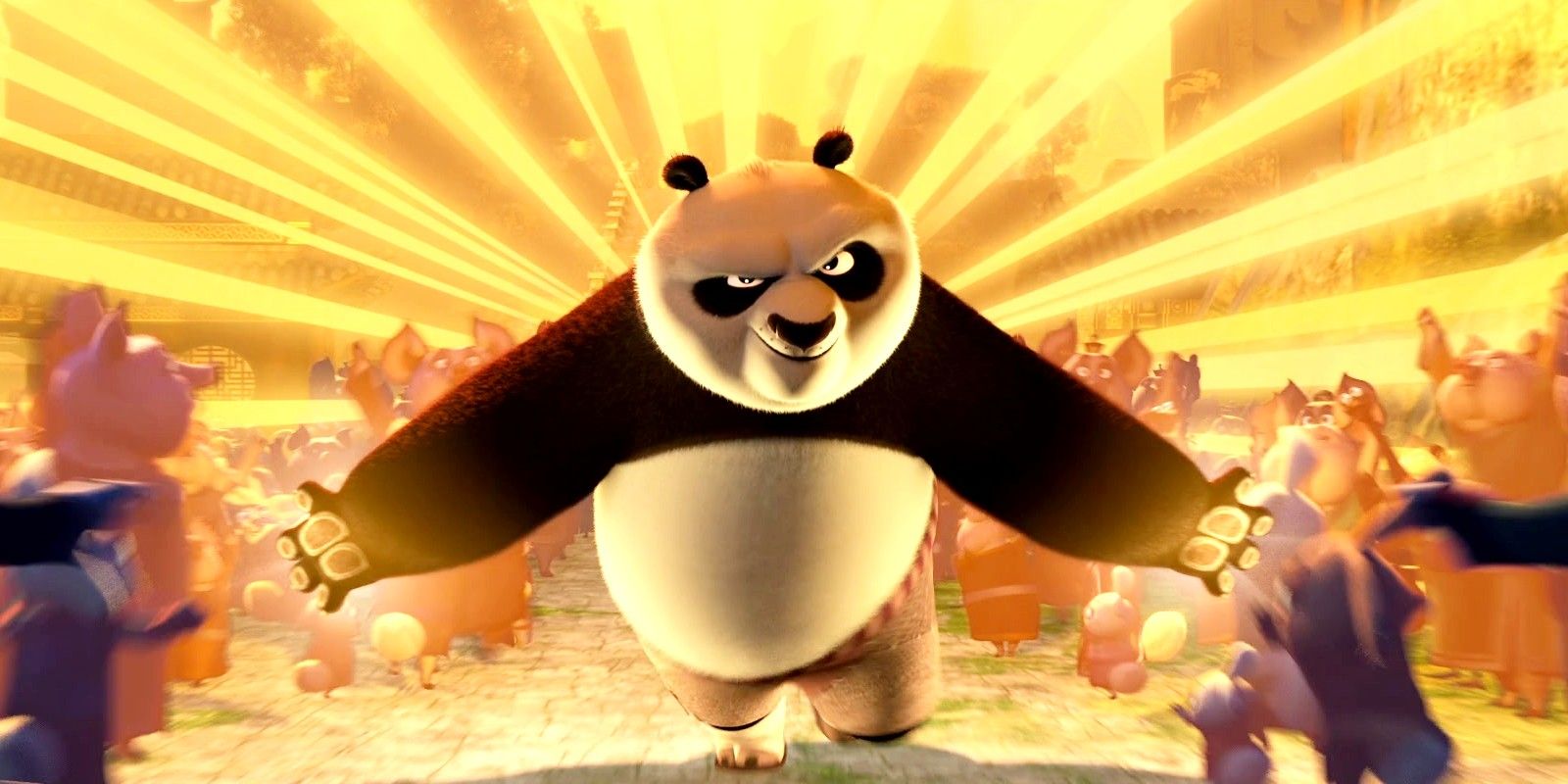 Po glowing with his powers in Kung Fu Panda 3