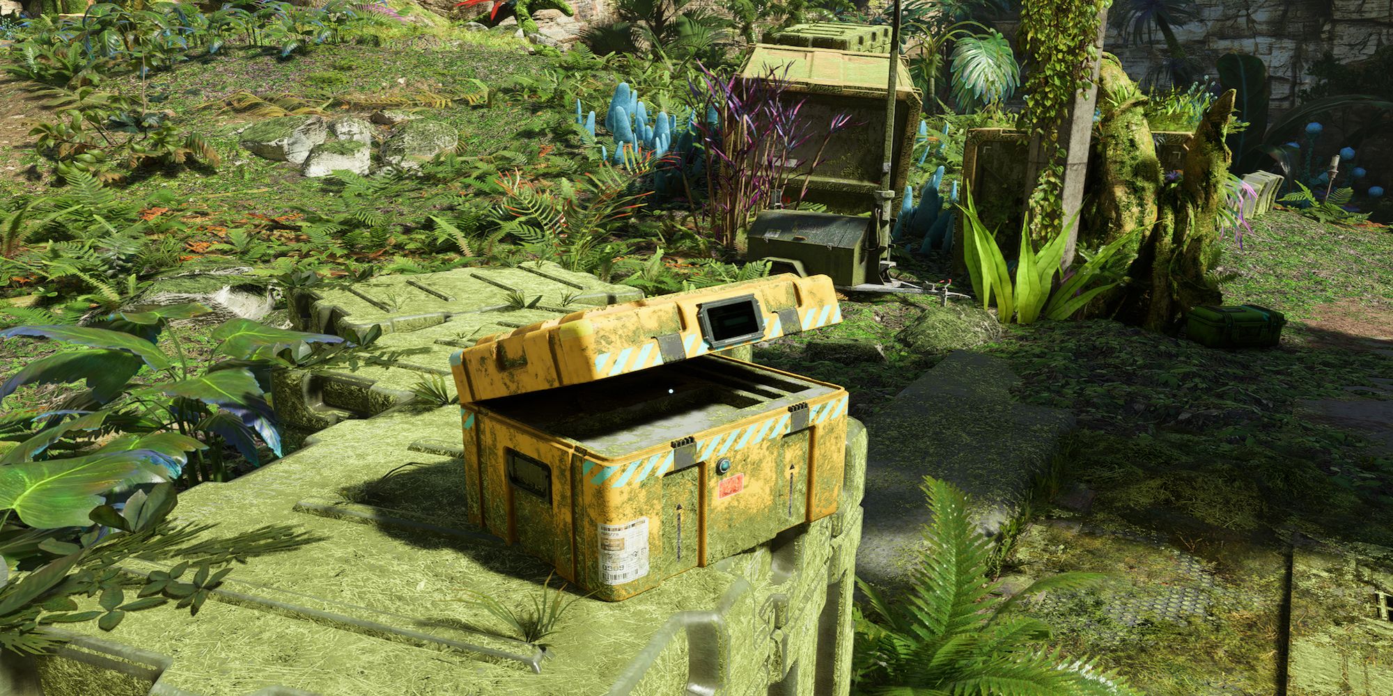 A yellow chest containing spare parts in Avatar: Frontiers of Pandora