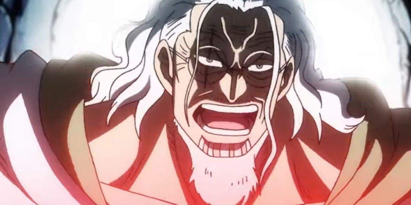 Rayleigh appears in One Piece looking angry and lit up by a red glow
