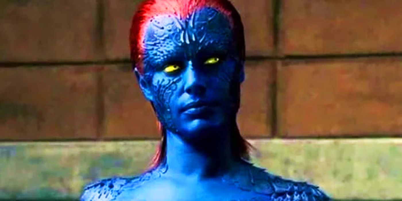 Rebecca Romijn's Mystique looks stoic in X-Men