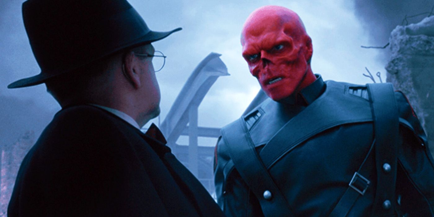 Red Skull speaking to Arnim Zola on the battlefield in Captain America The First Avenger