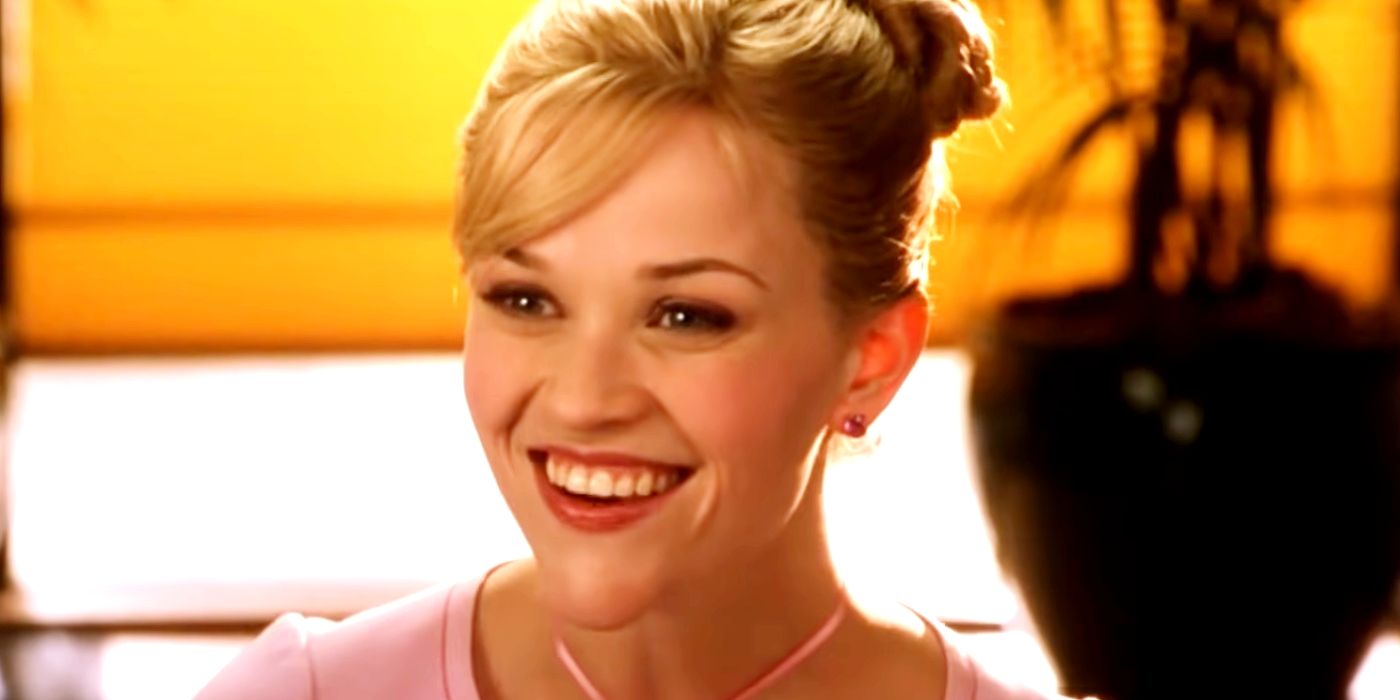 Reese Witherspoon as Elle Woods Smiling in a Salon in Legally Blonde 2 Red White and Blonde