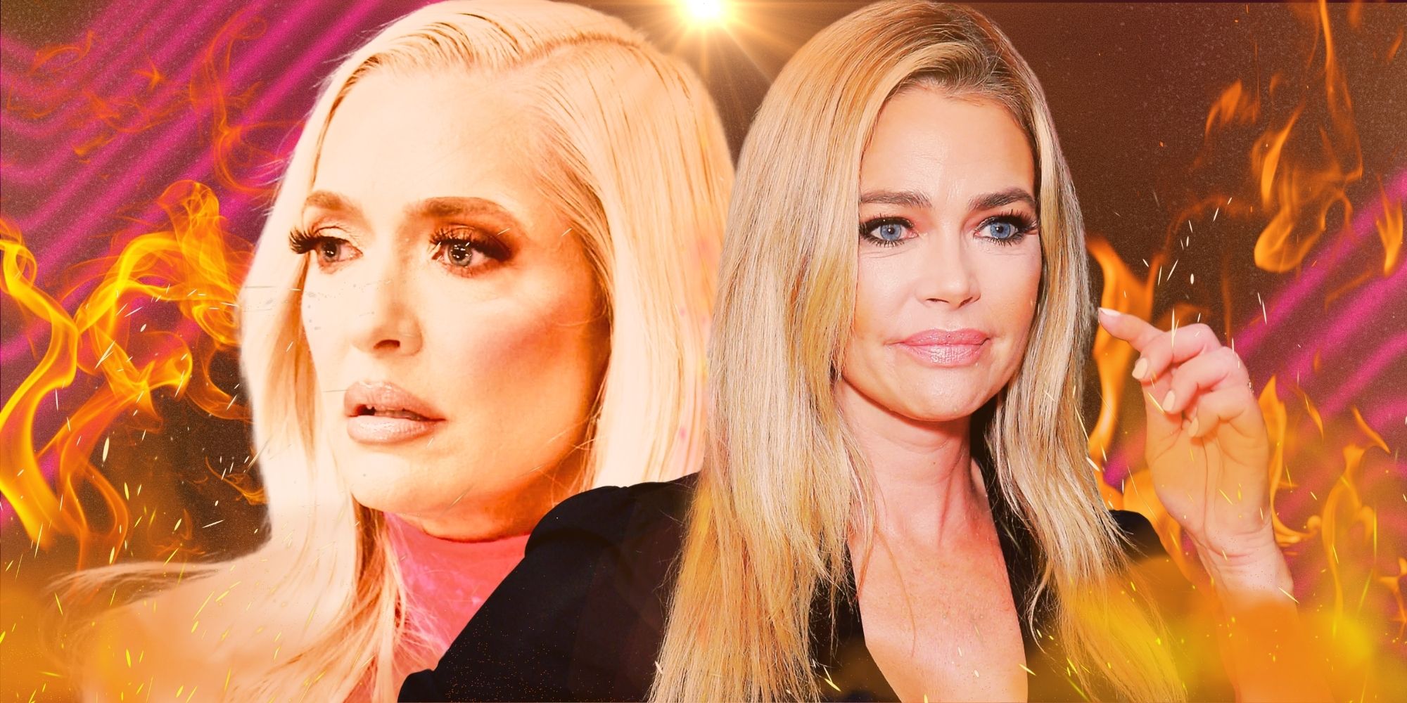 RHOBH's Denise Richards and Erika Jayne with fire