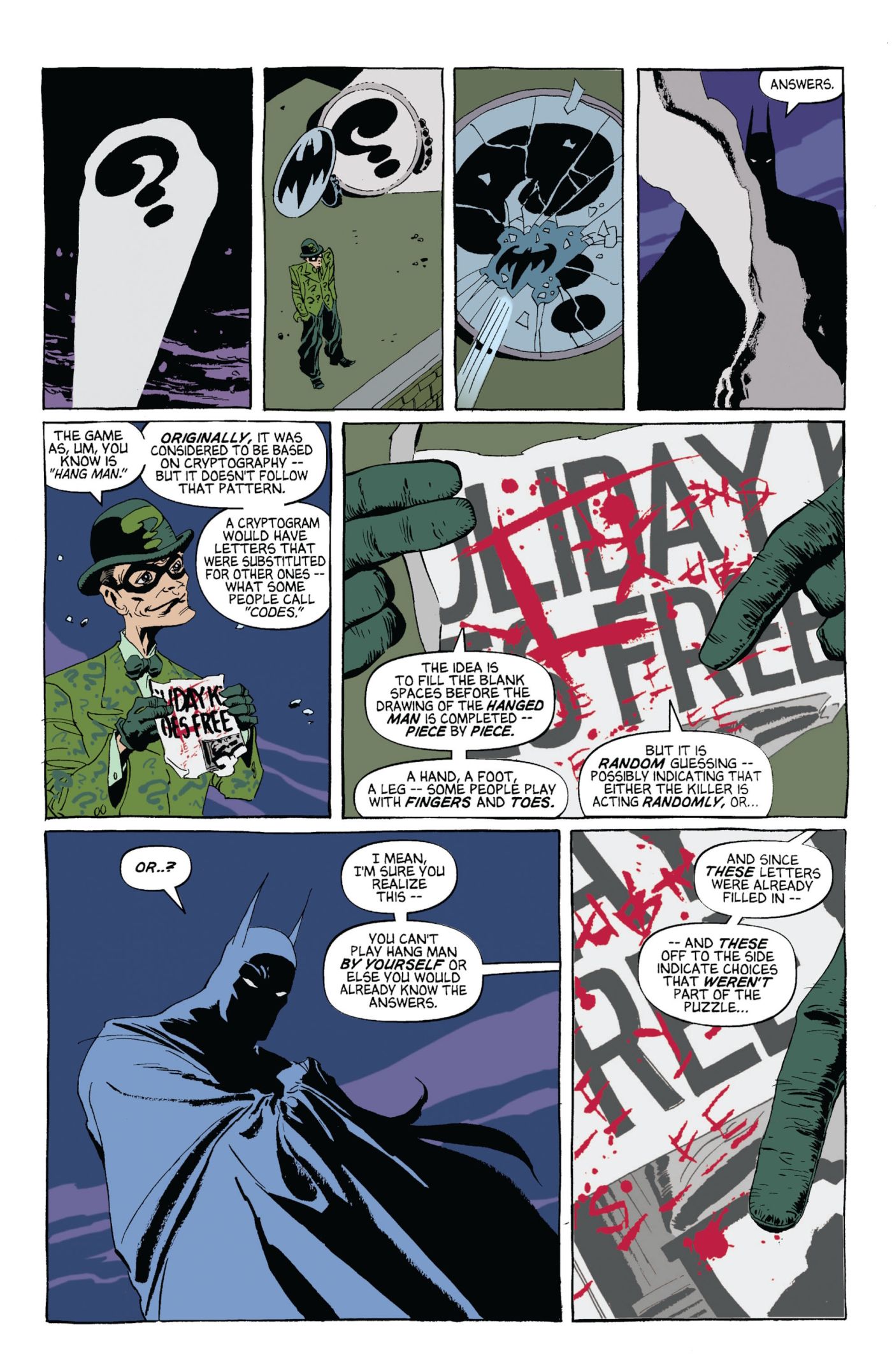 Batman: Dark Victory #2,Riddler solves a puzzle for Batman