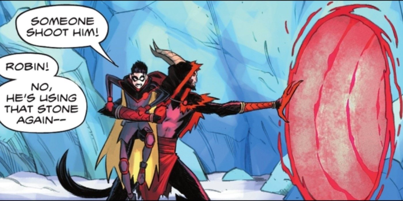 Robin telling someone to shoot Krampus as Krampus steals him Batman Santa Claus Silent Knight #3-1