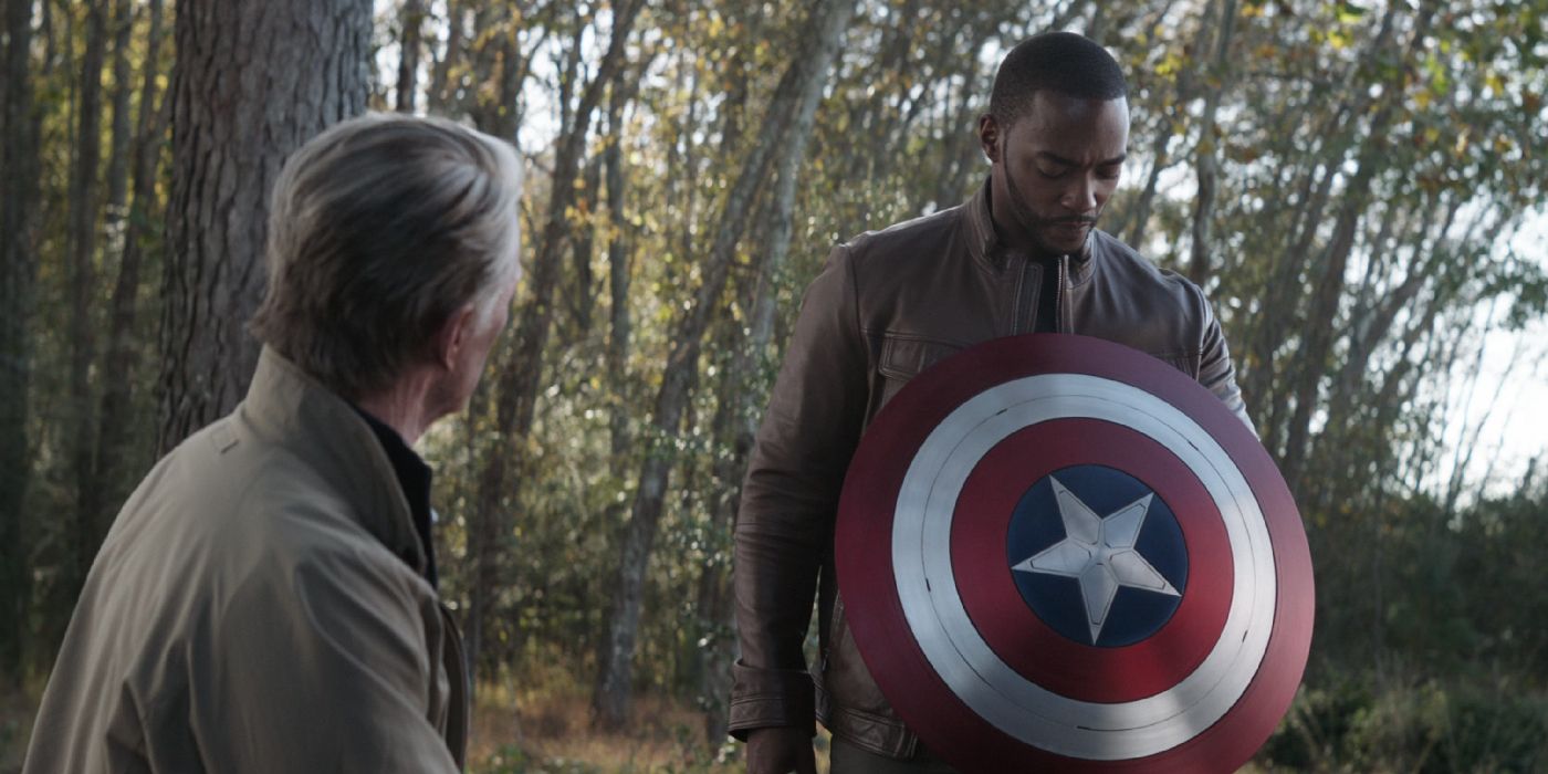 Anthony Mackie as Sam Wilson accepting Captain America's shield in Avengers: Endgame