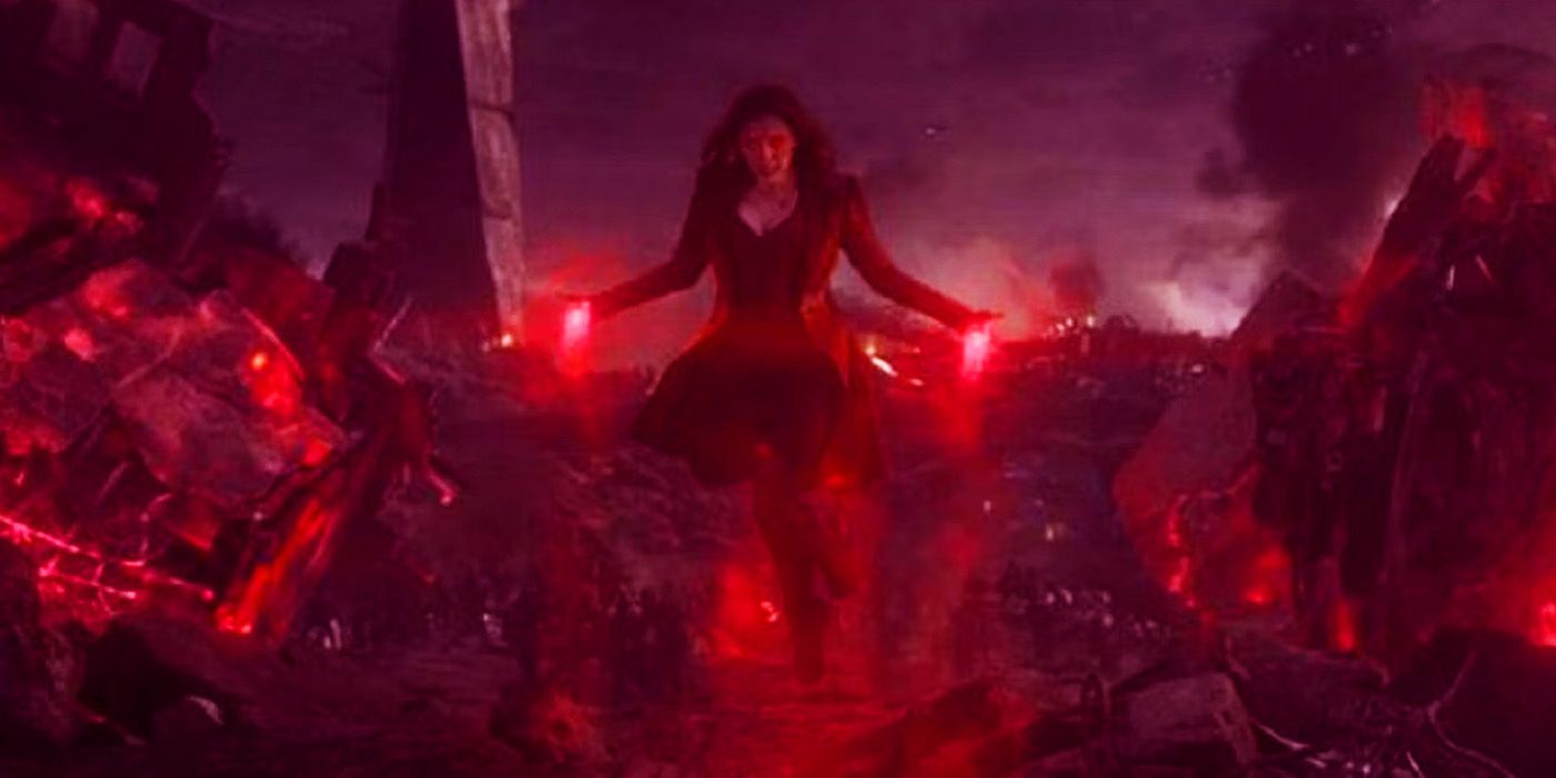 Scarlet Witch using magic to fight Thanos in Avengers Endgame