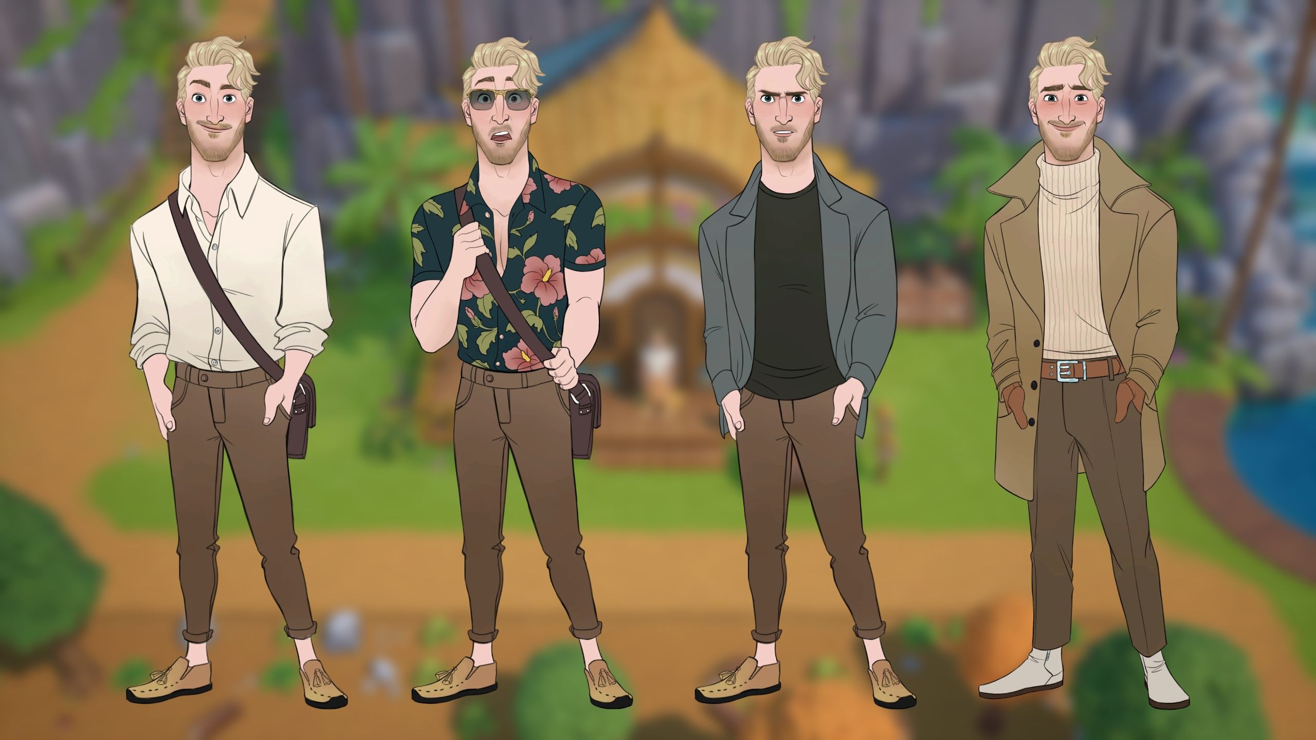 Scott’s seasonal outfits in Coral Island