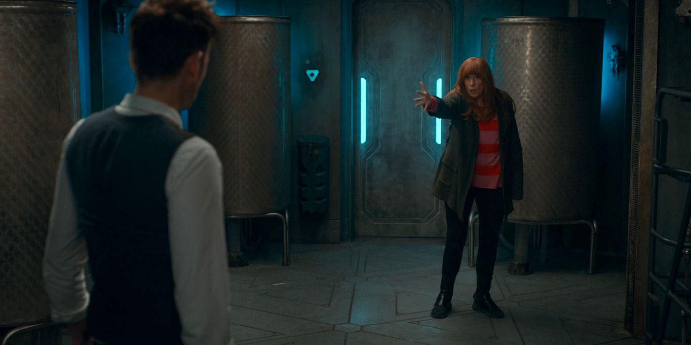 Donna Showing Her Arm to the Doctor in Doctor Who's 60th-Anniversary Special 