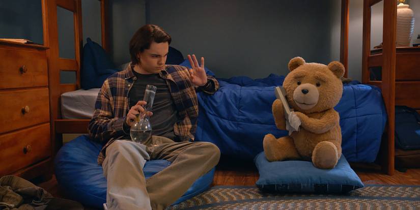 John and Ted smoke weed together in Ted season 1