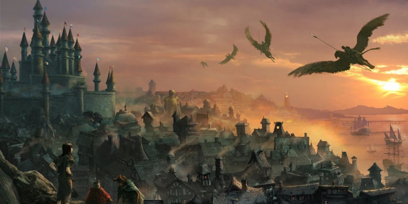 Skyline of Waterdeep the city of splendors in Dungeons & Dragons