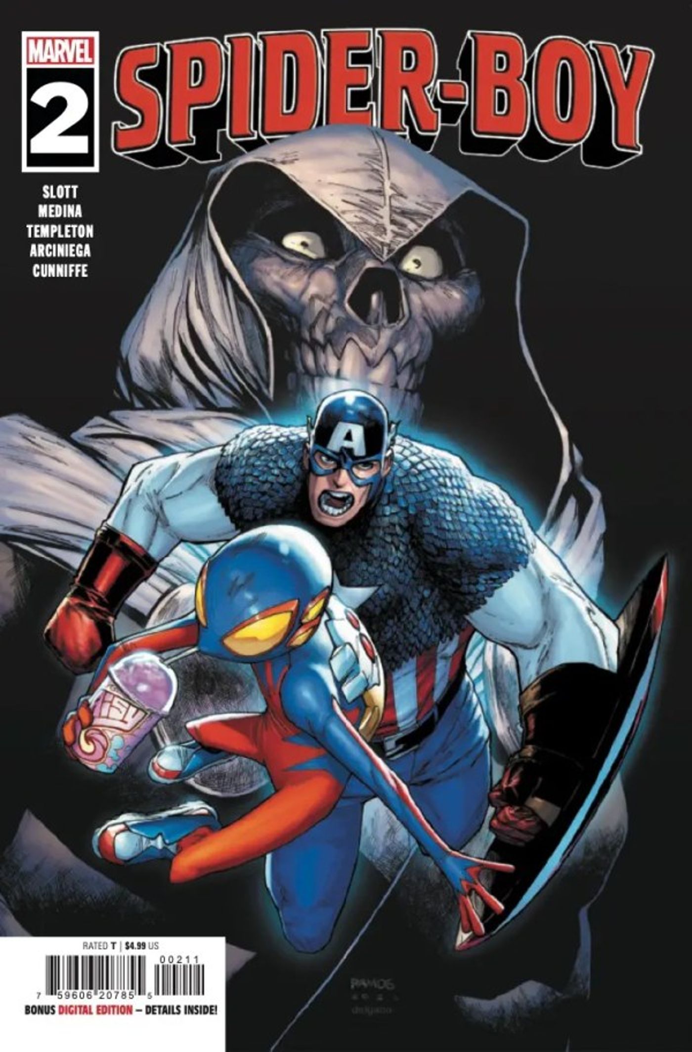 cover for Spider-Boy#2, featuring Captain America, by Humberto Ramos