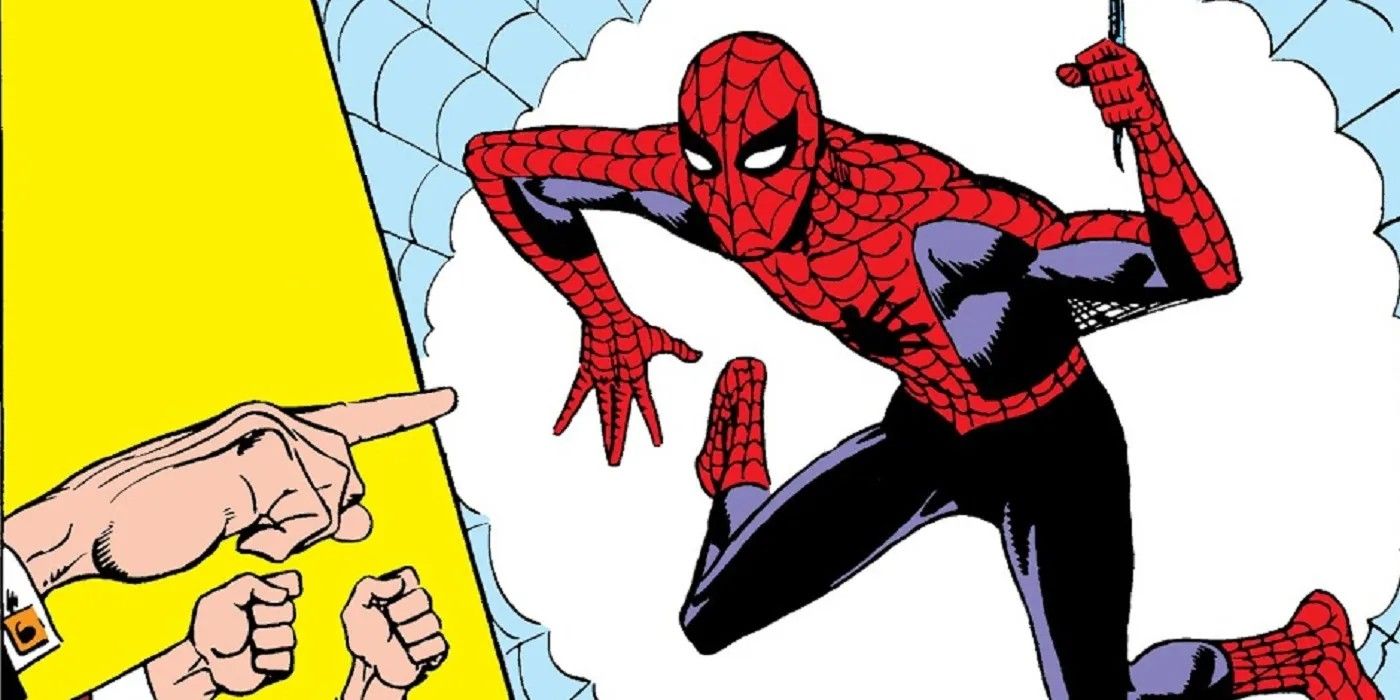 Image of fingers pointing at Spider-Man
