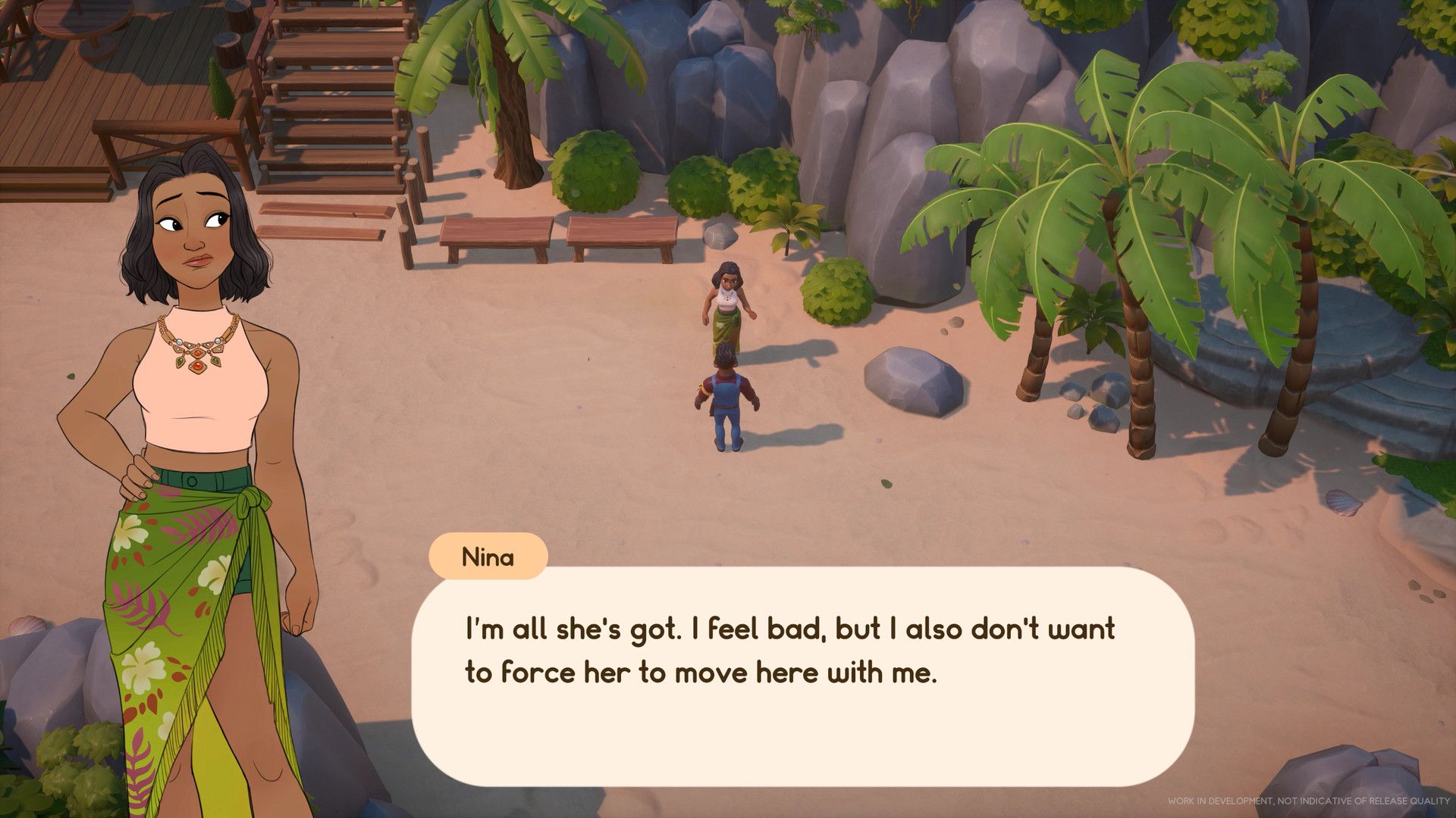 Nina tells the Player in Coral Island 