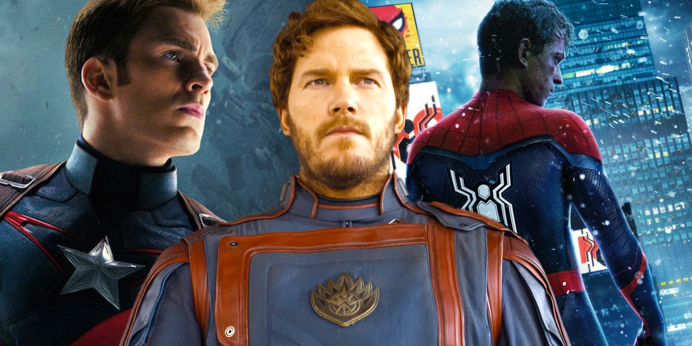 Star-Lord from Guardians of the Galaxy between Captain America and Spider-Man in the MCU