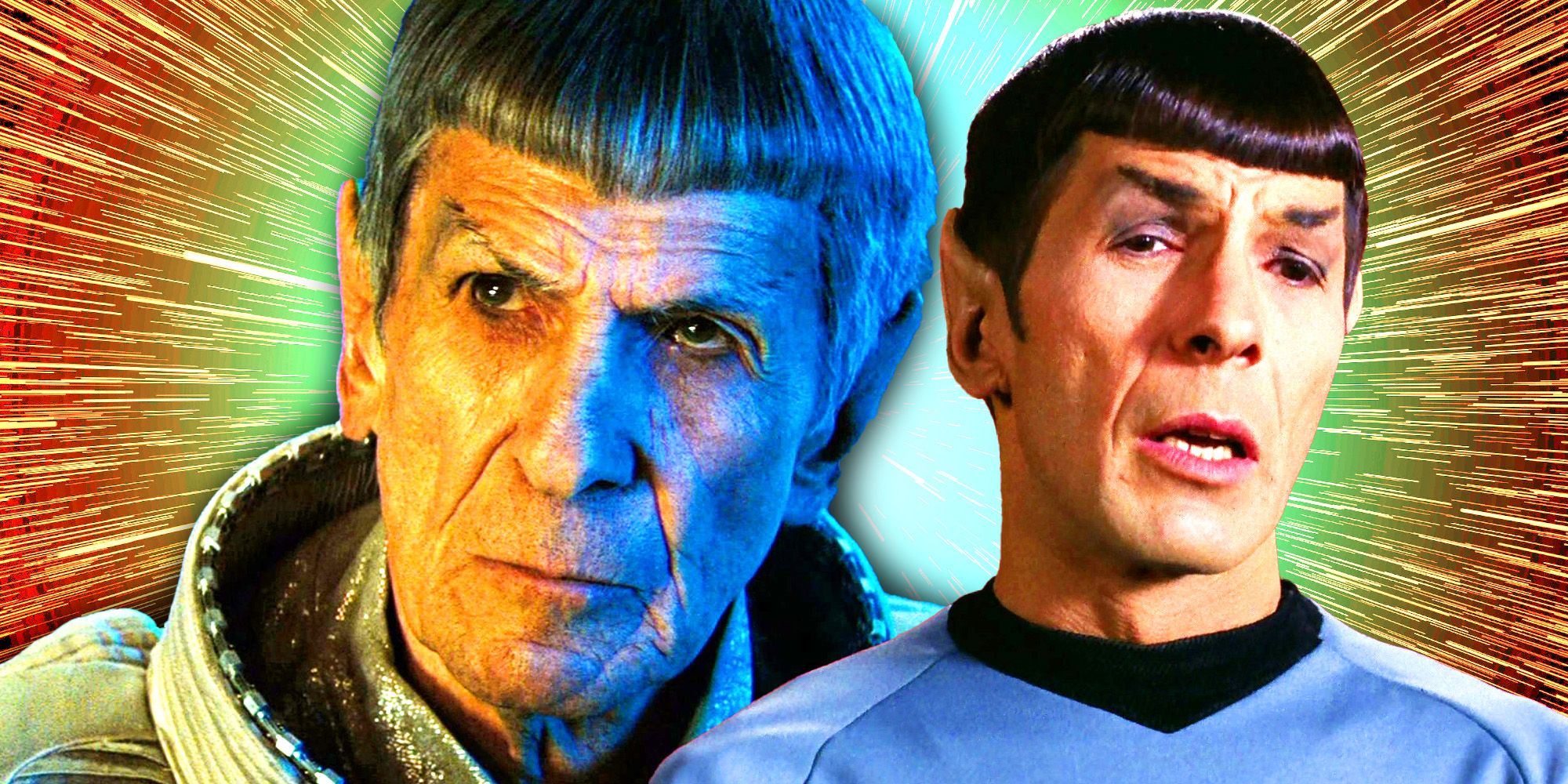 Image of Spock from the 2009 movie and the Original Series.
