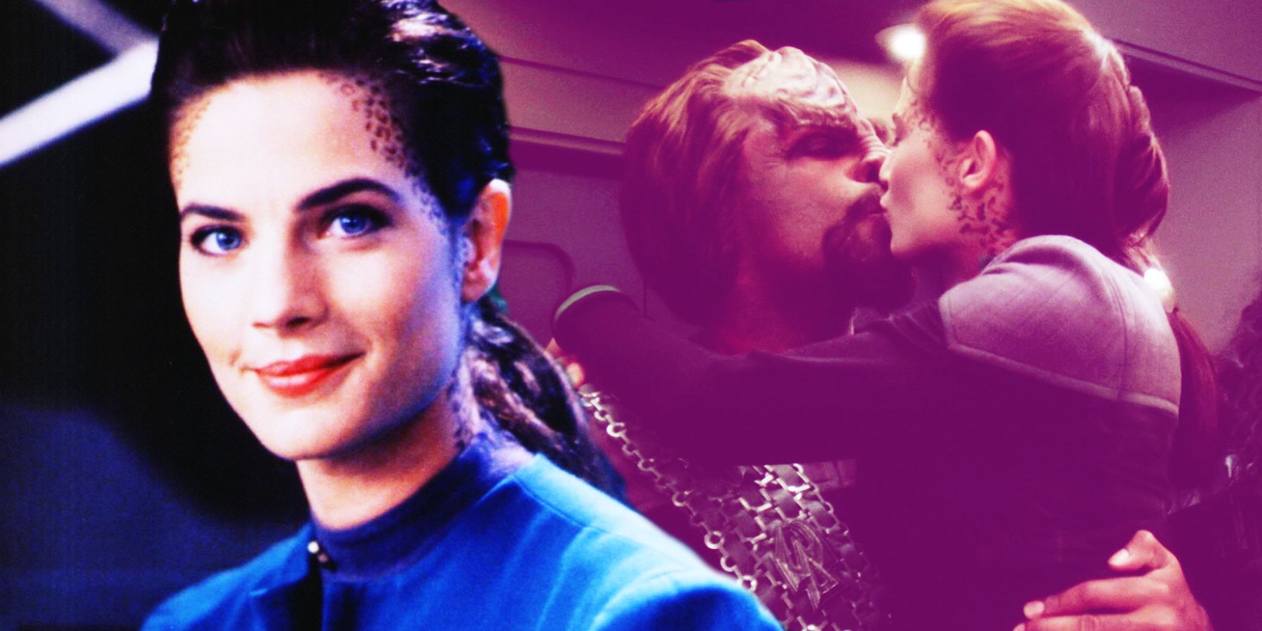 Jadzia Dax and Worf kiss