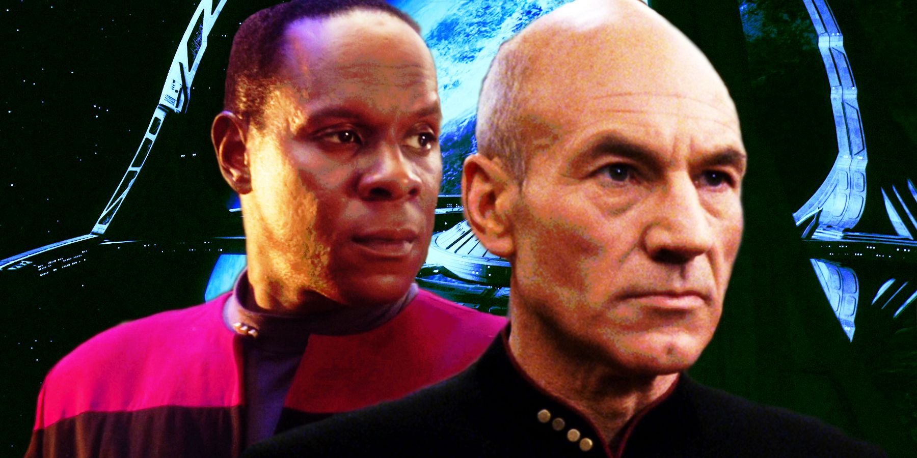 Sisko And Picard in front of DS9