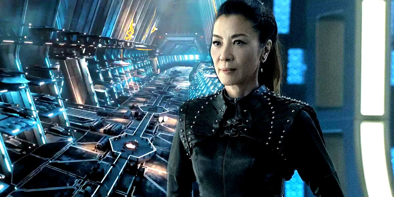 Star Trek Section 31's Emperor Georgiou (Michelle Yeoh) looking serious in front of a starship interior