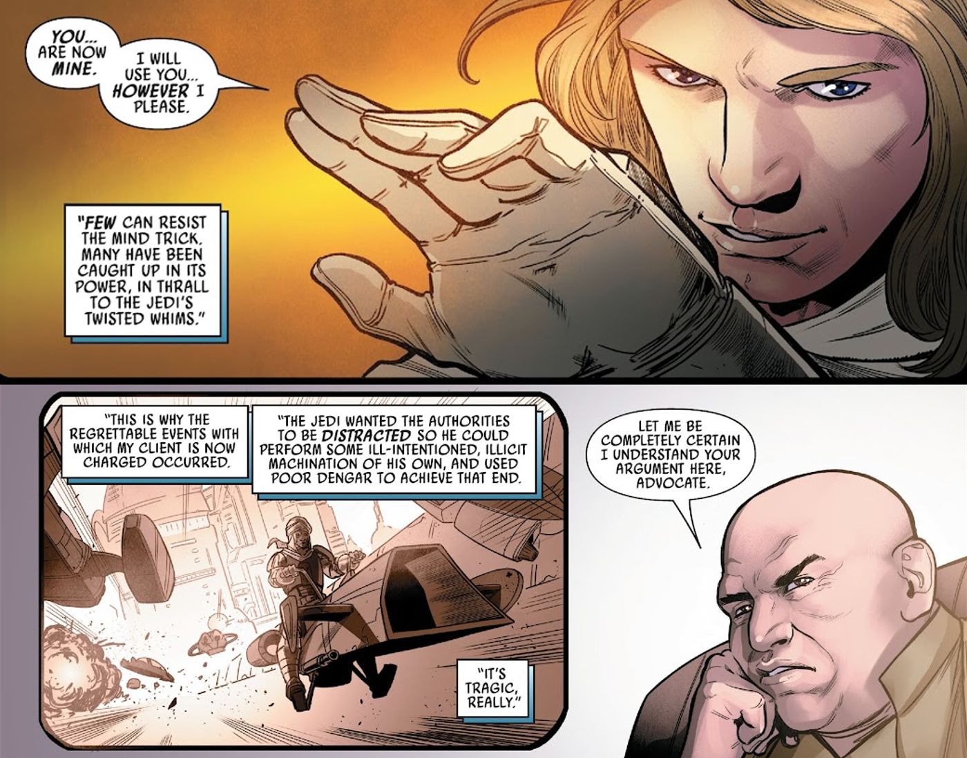 star wars the empire’s image of luke skywalker, controlling dengar with the jedi mind trick