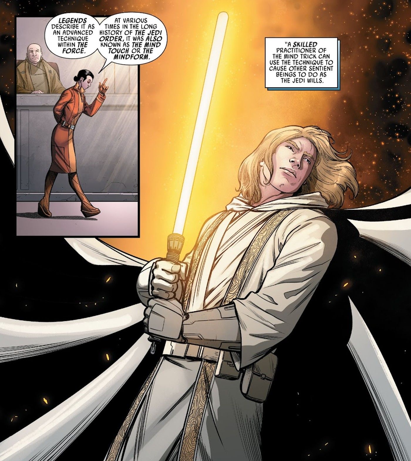 star wars the empire’s image of luke skywalker, looking like an angelic paladin from the high republic