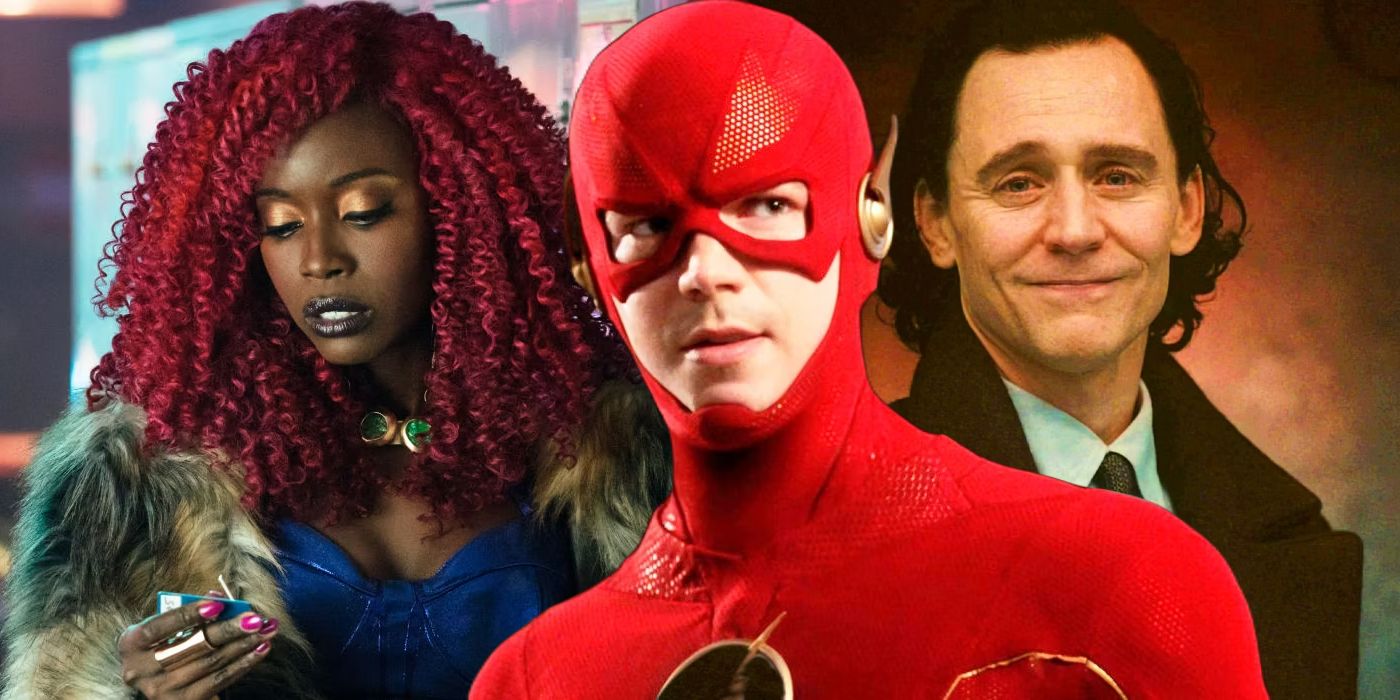 Split image of Starfire in Titans, Flash in The Flash and Loki in Loki