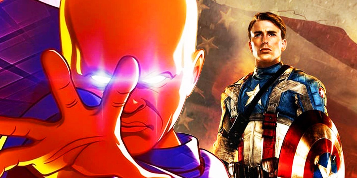 Steve Rogers in Captain America The First Avenger with the Watcher in What If…? season 2 poster