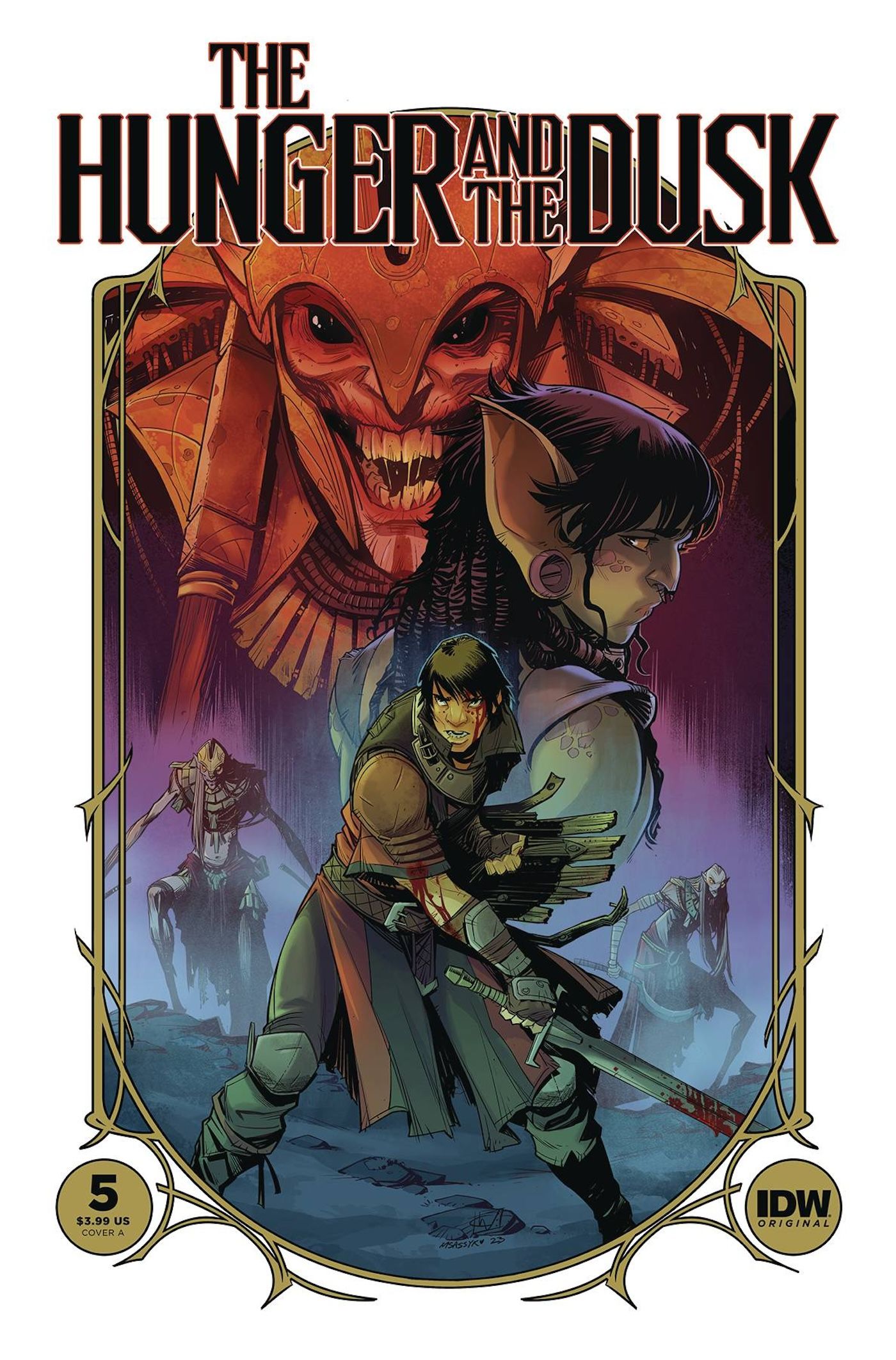 Hunger and the Dusk 5 Main Cover: A movie poster-like image with an orc holding a sword, ready for battle.