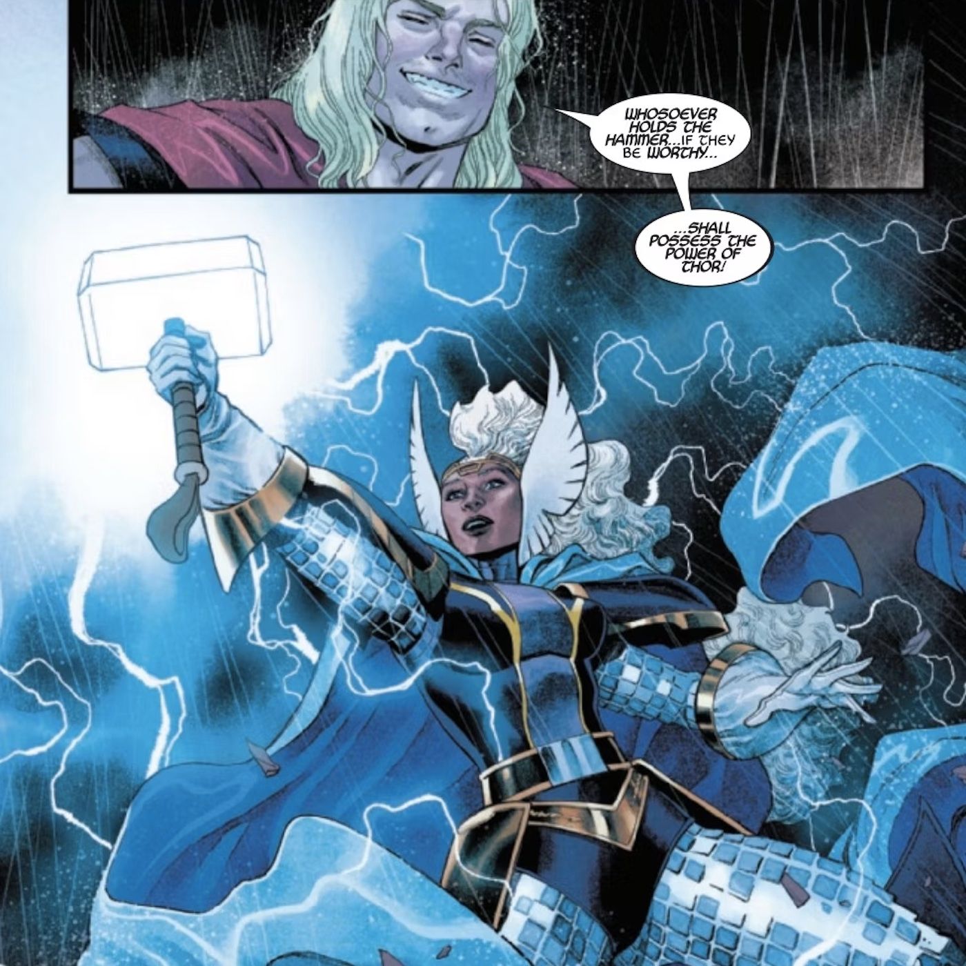 Storm controls Mjolnir in Immortal Thor