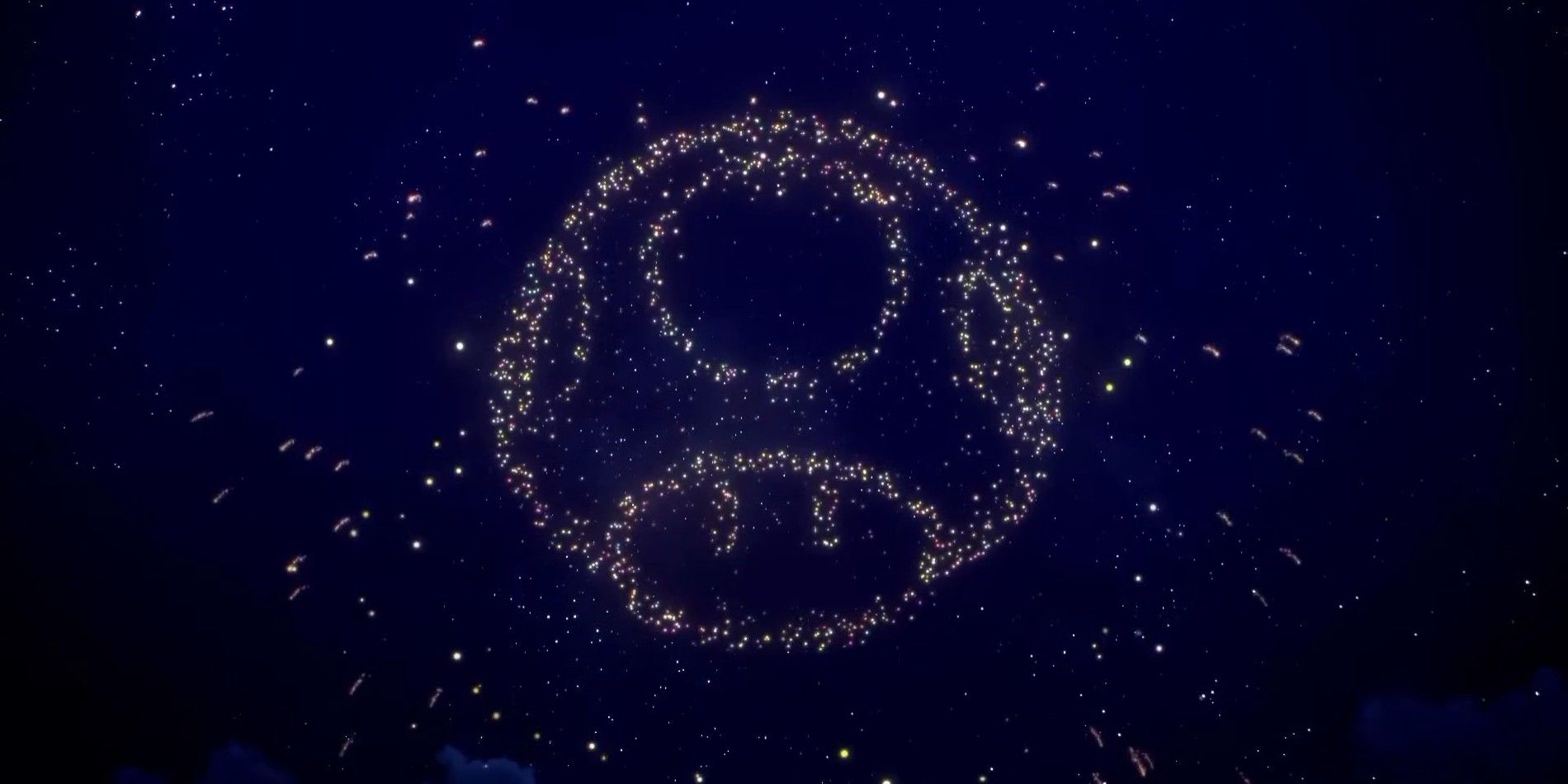 Fireworks forming the shape of a Mushroom during the ending of Super Mario RPG​​​​​​​.