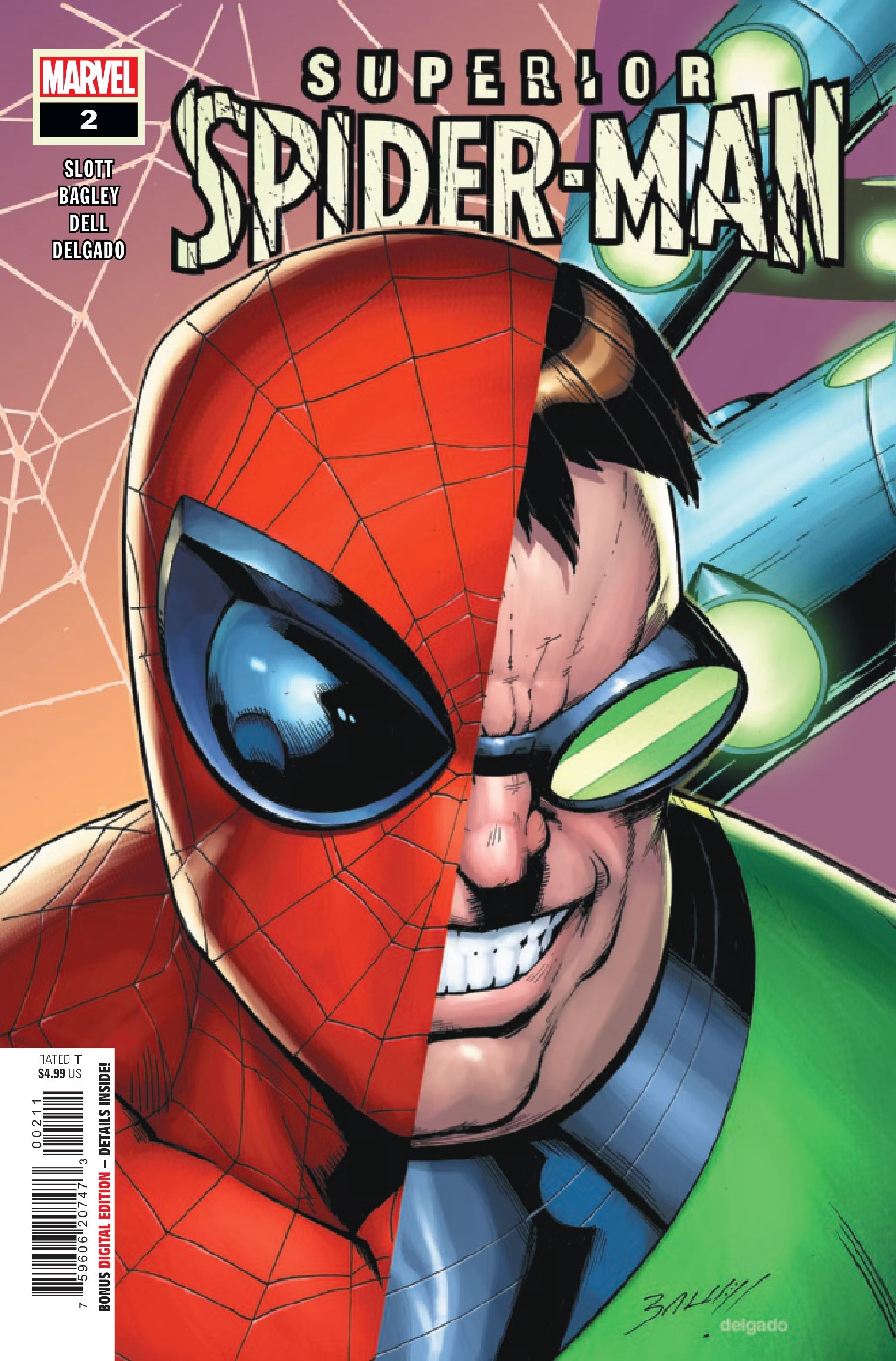 Doctor Octopus and Spider-Man split image on the Superior Spider-Man #2 cover.