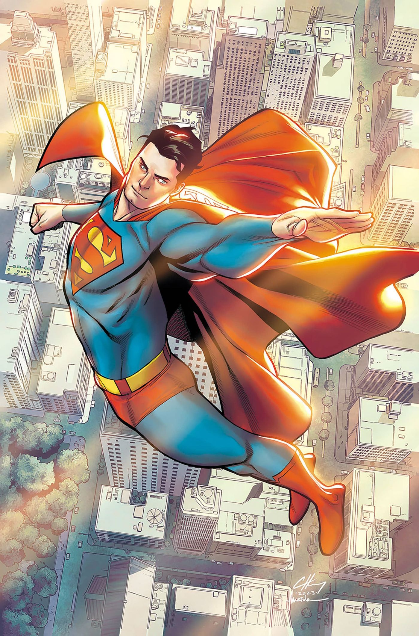 Superman 12 Henry Variant Cover: Superman flying over a city.